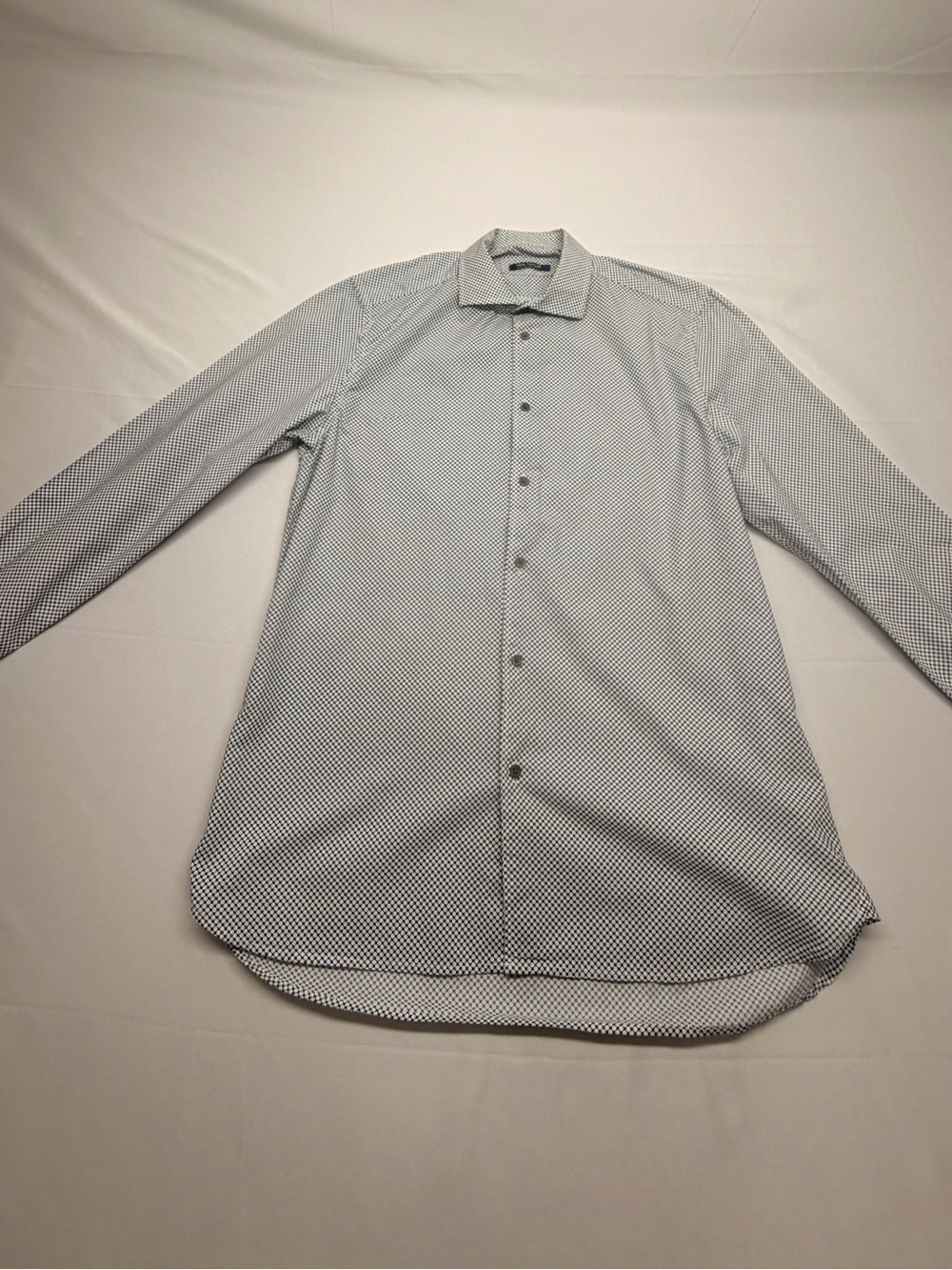 Slim Fit Men’s Casual Dot-Print Button-Down Shirt - White/Blue Paul Taylor